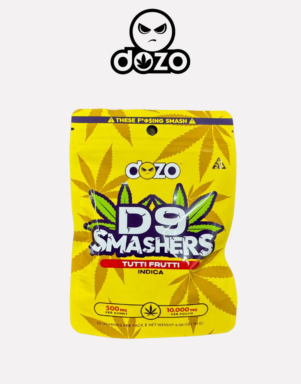 Dozo D9 Smashers 10,000mg Gummies 500mg/gummy 20 PKS - INDICA